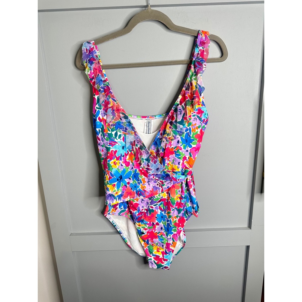 Tommy Bahama Floral Ruffle Wrap One Piece Swimsuit Multi Color SS300391 14